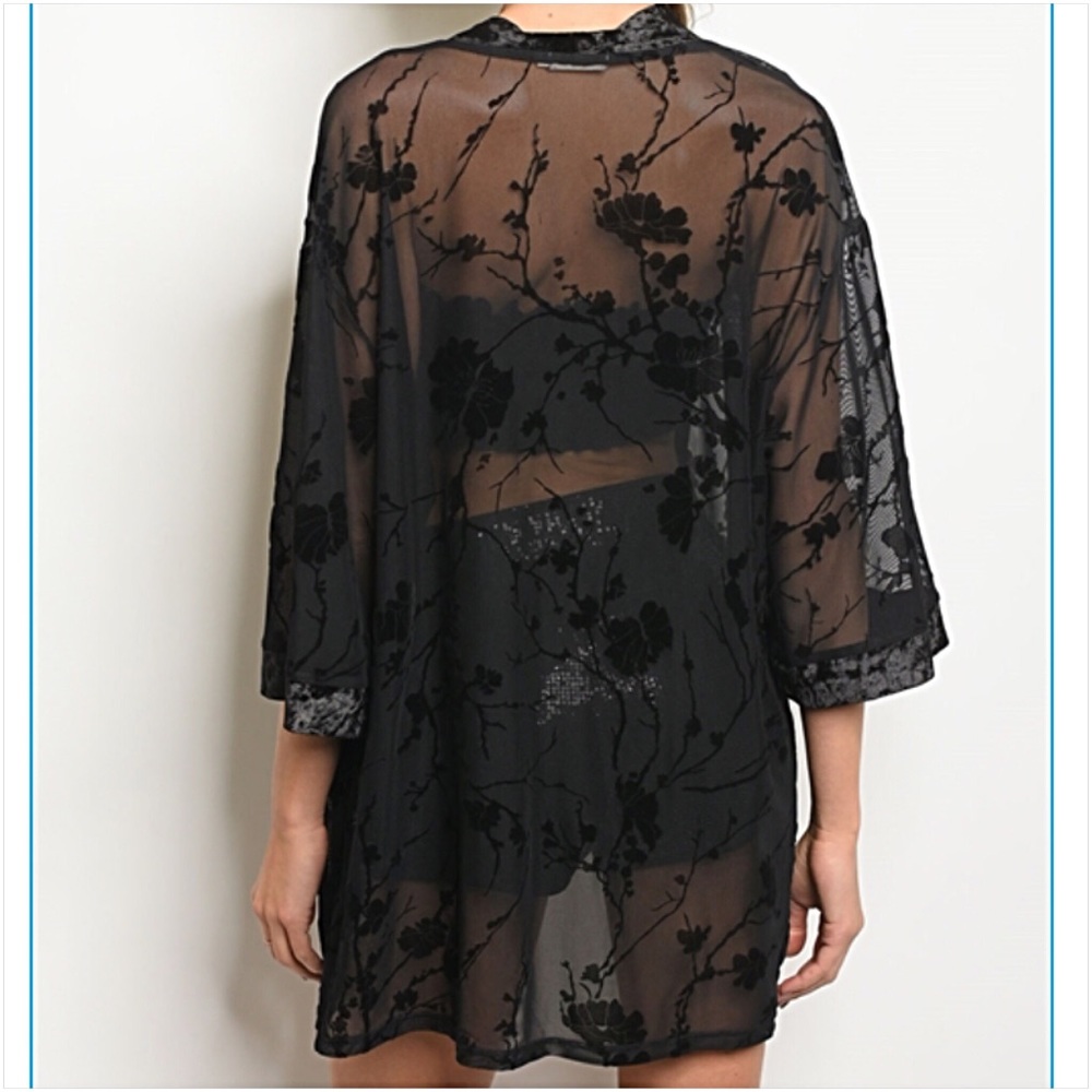 Head Turning Velvet Mesh Kimono Cardi Wrap SML - Picture 3 of 8